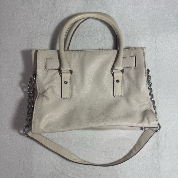 Michael Kors White Leather Chain-Link Tote Shoulder Bag Satchel - Picture 4 of 8